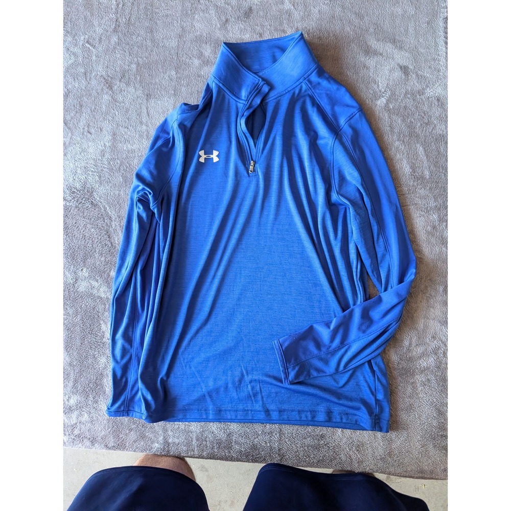 Under Armour Mens HeatGear 1/4 Zip Pullover Royal Blue Training Top Size Medium